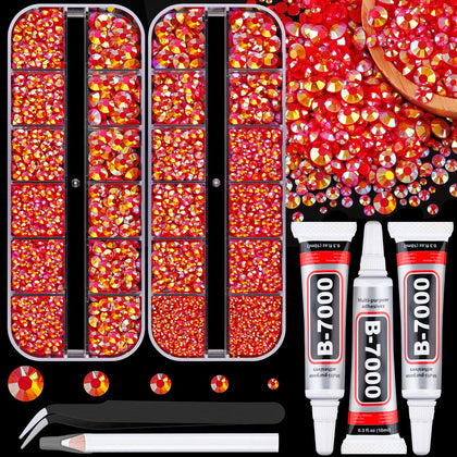 Boîte de strass en résine rouge AB avec compartiments