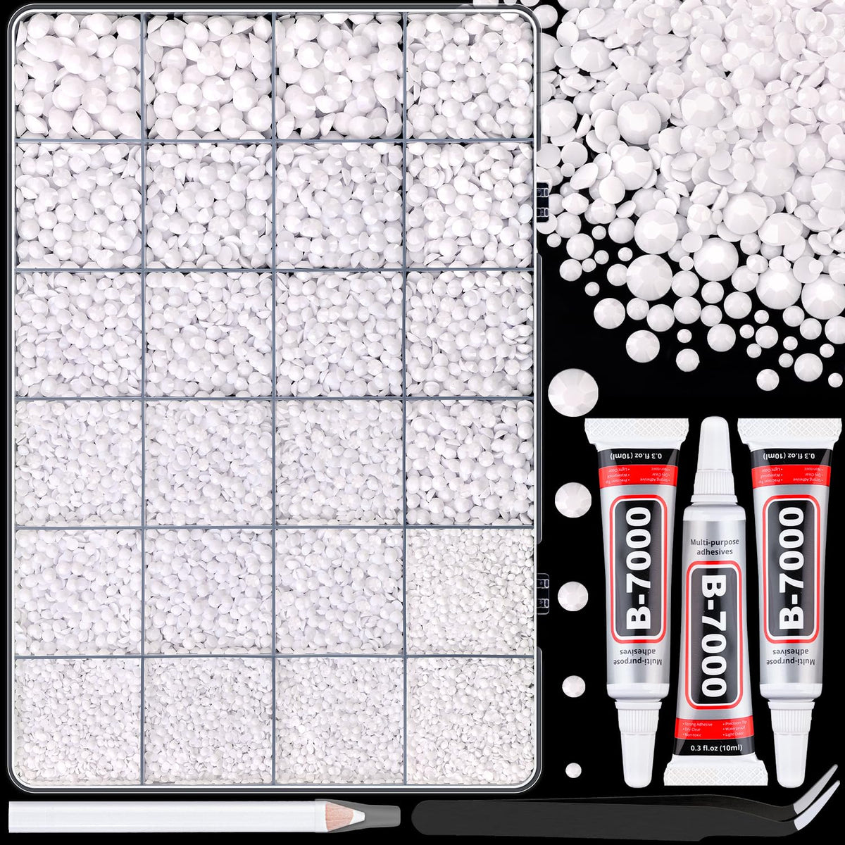 Boîte de strass en résine TINKRSTUFF avec 24 compartiments