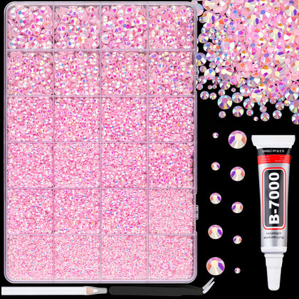 Boîte de strass en résine TINKRSTUFF avec 25000 pièces rose clair AB