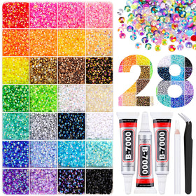 Boîte de strass en résine TINKRSTUFF avec 28 grilles colorées
