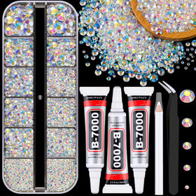 Boîte de strass en résine transparent AB avec colle B7000