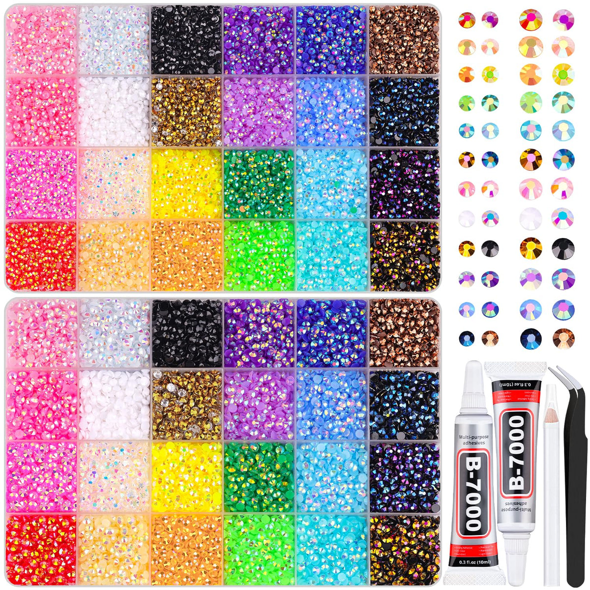 Boîte de strass TINKRSTUFF avec 36600 strass multicolores