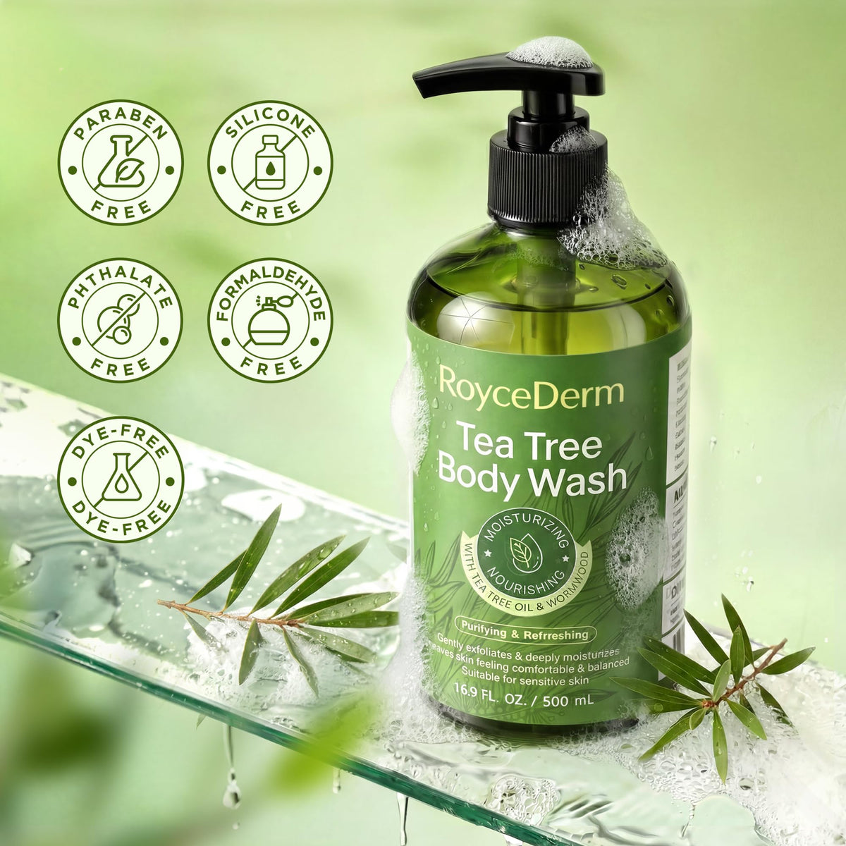 Boîte du gel douche Roycederm au thé vert 2 pack