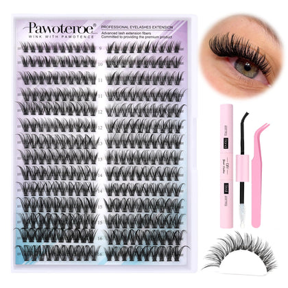 Boîte du kit Pawotence d'extensions de cils contenant 280 cils cluster