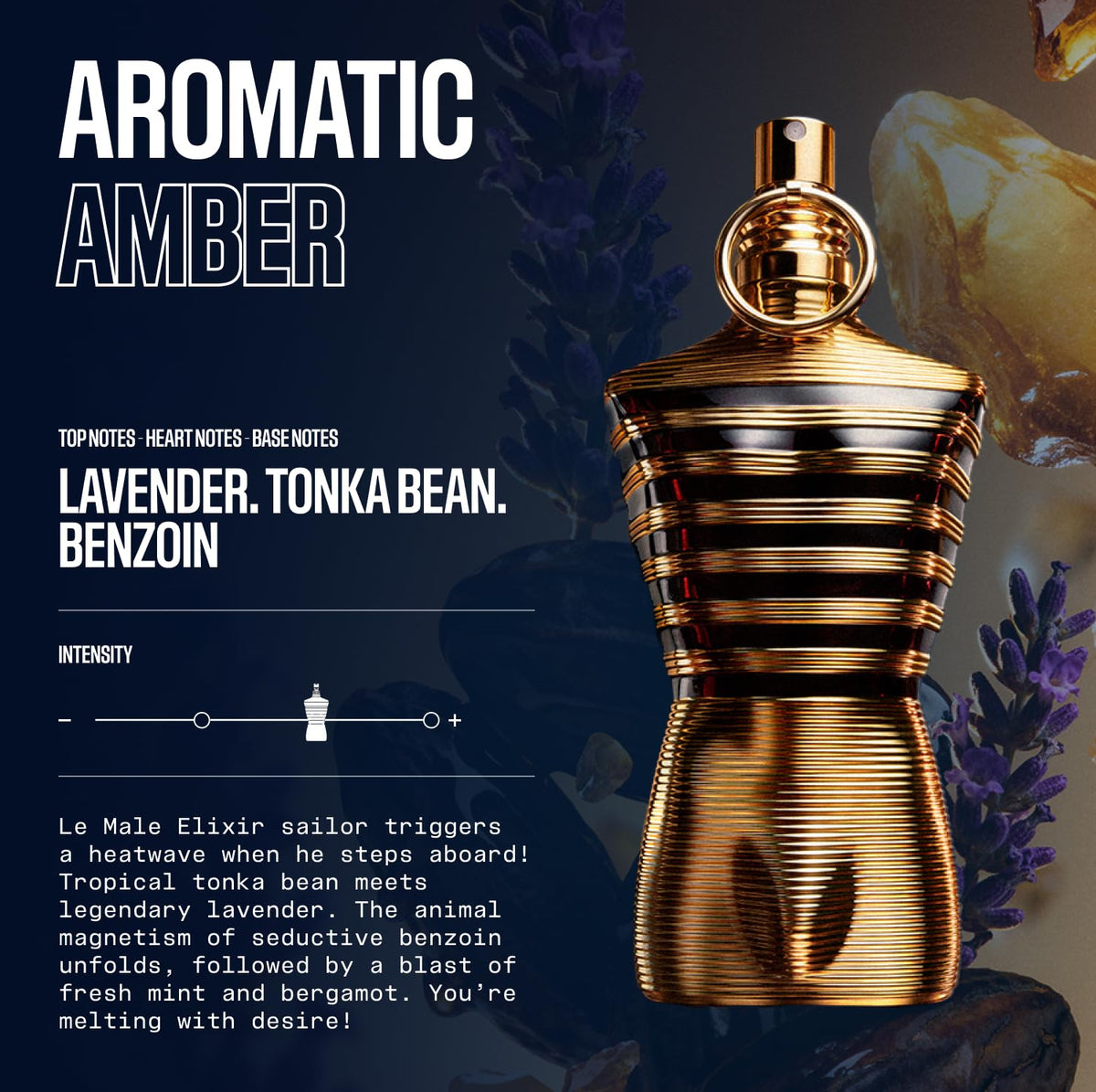 Boîte en métal emblématique de Jean Paul Gaultier Le Male Elixir Parfum