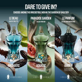 Boîte en métal verte de Jean Paul Gaultier avec ruban rouge