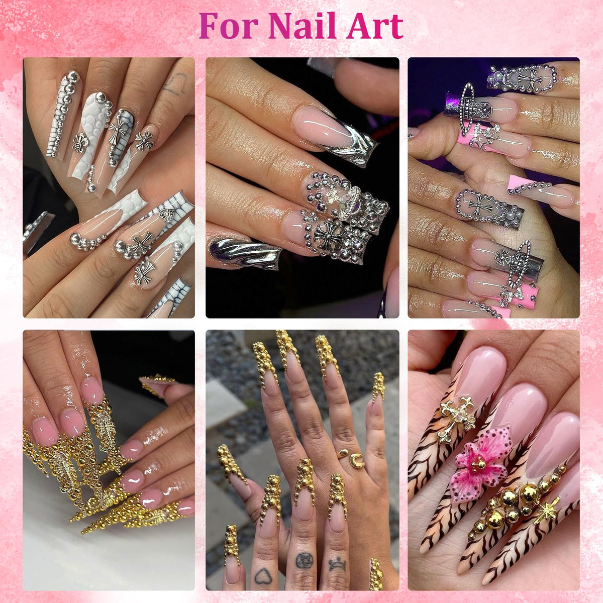 Boîte ouverte montrant les perles à ongles