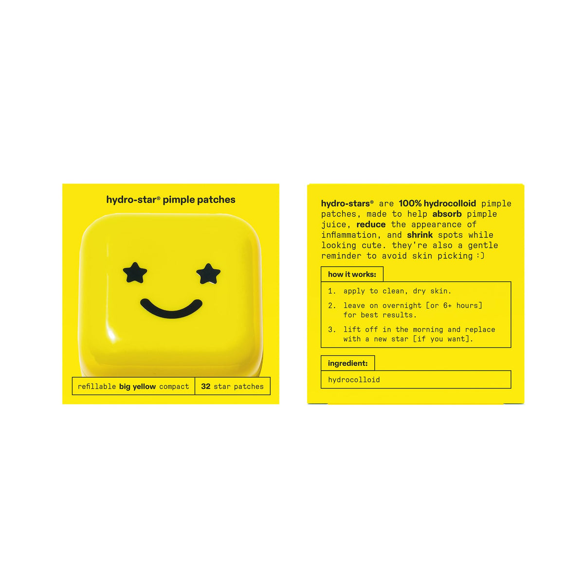Boîtier jaune Starface ouvert avec patchs visibles