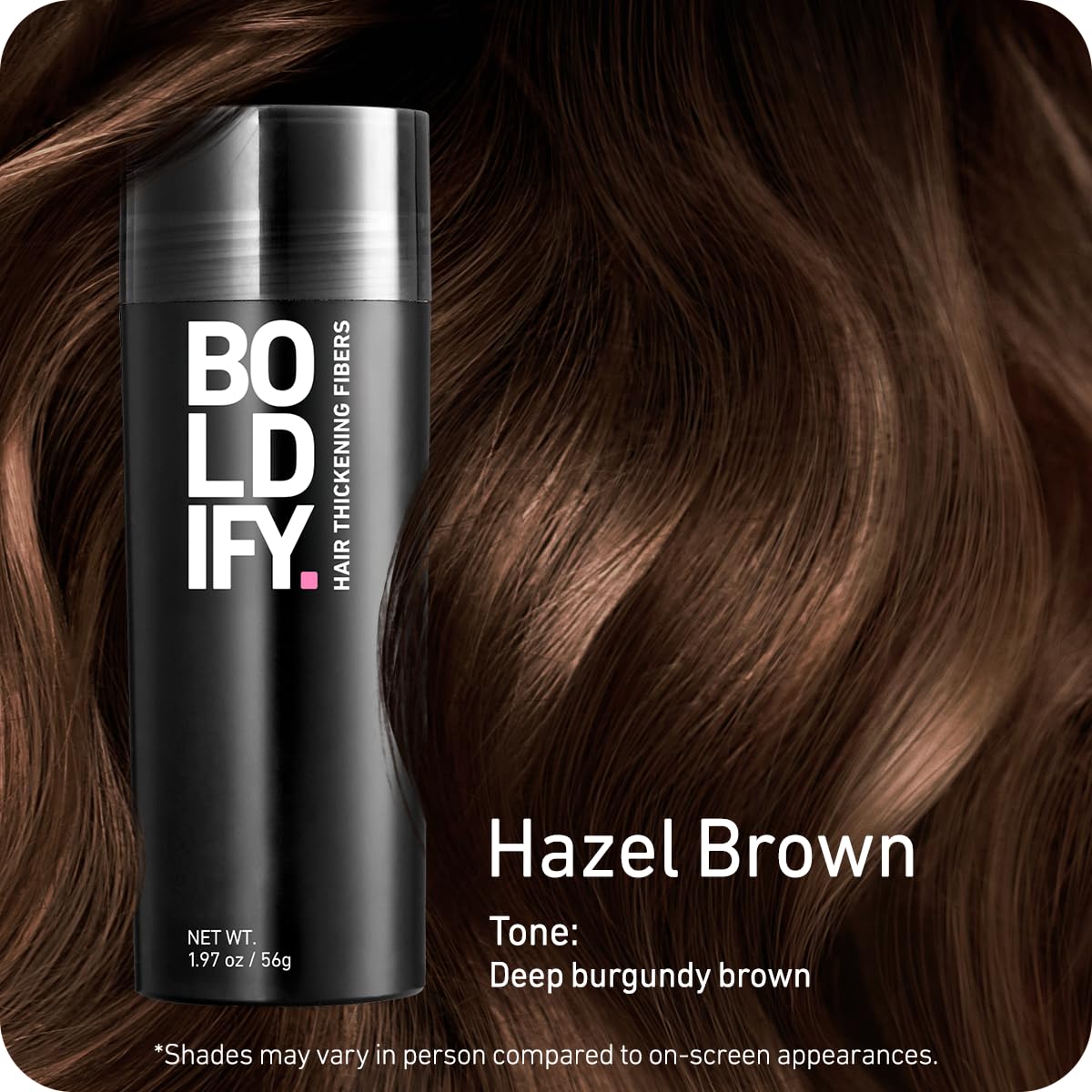Boldify Fibres Capillaires Brun Noisette 56g vue de côté