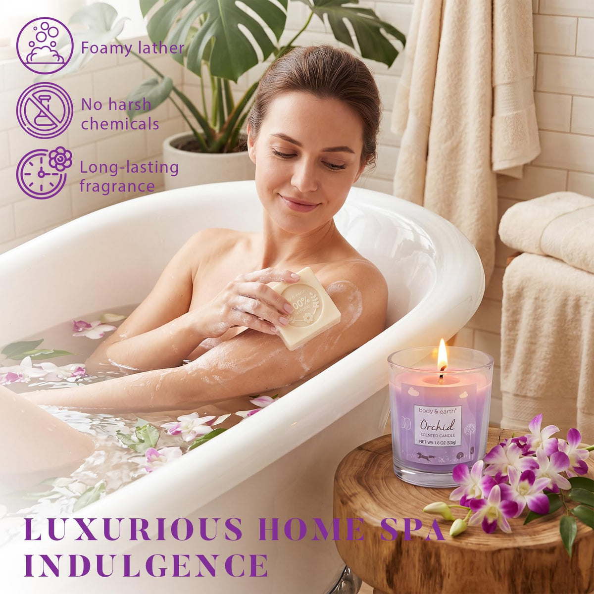 Bombe de bain BODY & EARTH avec parfum d'orchidée