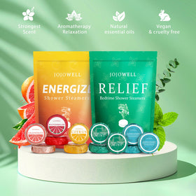 Bombe de douche JoJowell à la menthe sur le sol de la douche