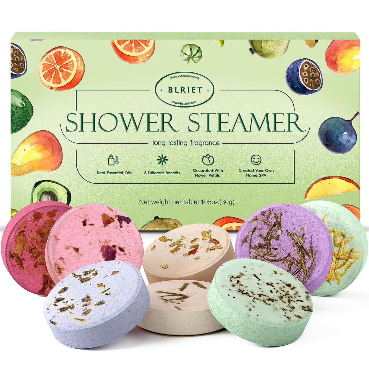 Bombes de douche BLRIET 8 pack avec parfums fruités