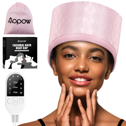 Bonnet chauffant aopow pour soin des cheveux de couleur rose