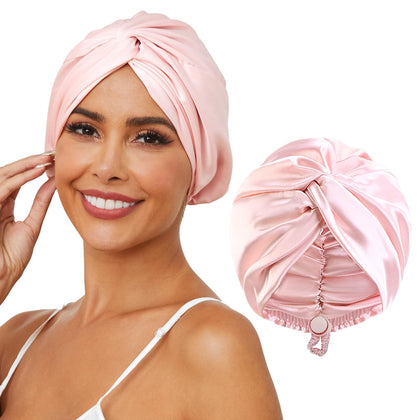Bonnet de cheveux HFRHTGY en satin rose royal, vue de face