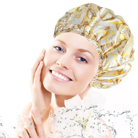 Bonnet de douche CHFONG en polyester et PEVA, couleur bleu