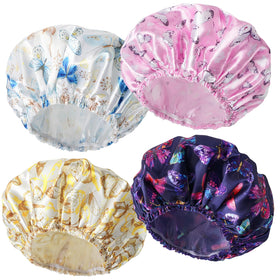 Bonnet de douche CHFONG en polyester et PEVA, couleur rose