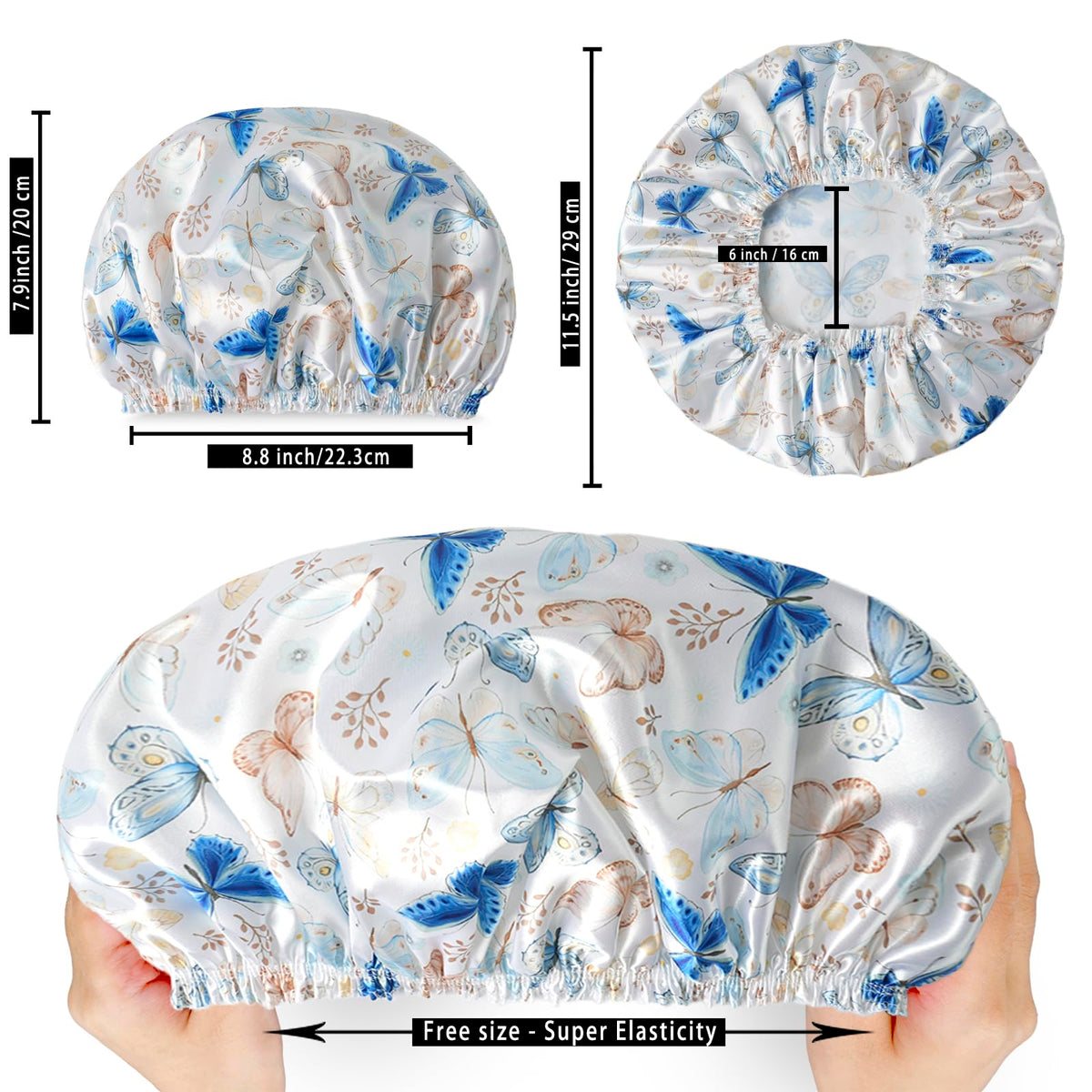Bonnet de douche CHFONG en polyester et PEVA, couleur violet