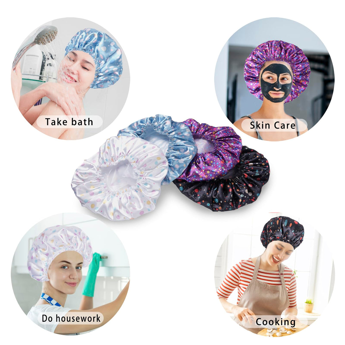 Bonnet de douche CHFONG en utilisation pendant le bain