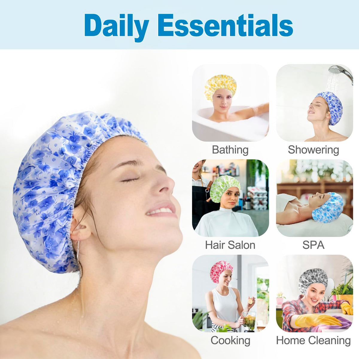 Bonnet de douche CHFONG réutilisable en couleur jaune