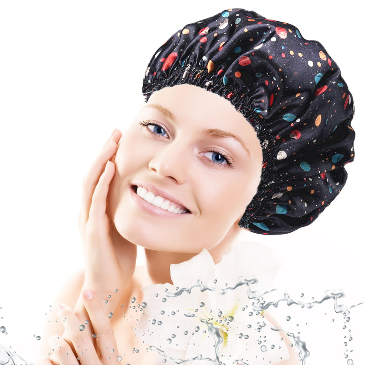 Bonnet de douche CHFONG rose modèle avant avec double couche étanche