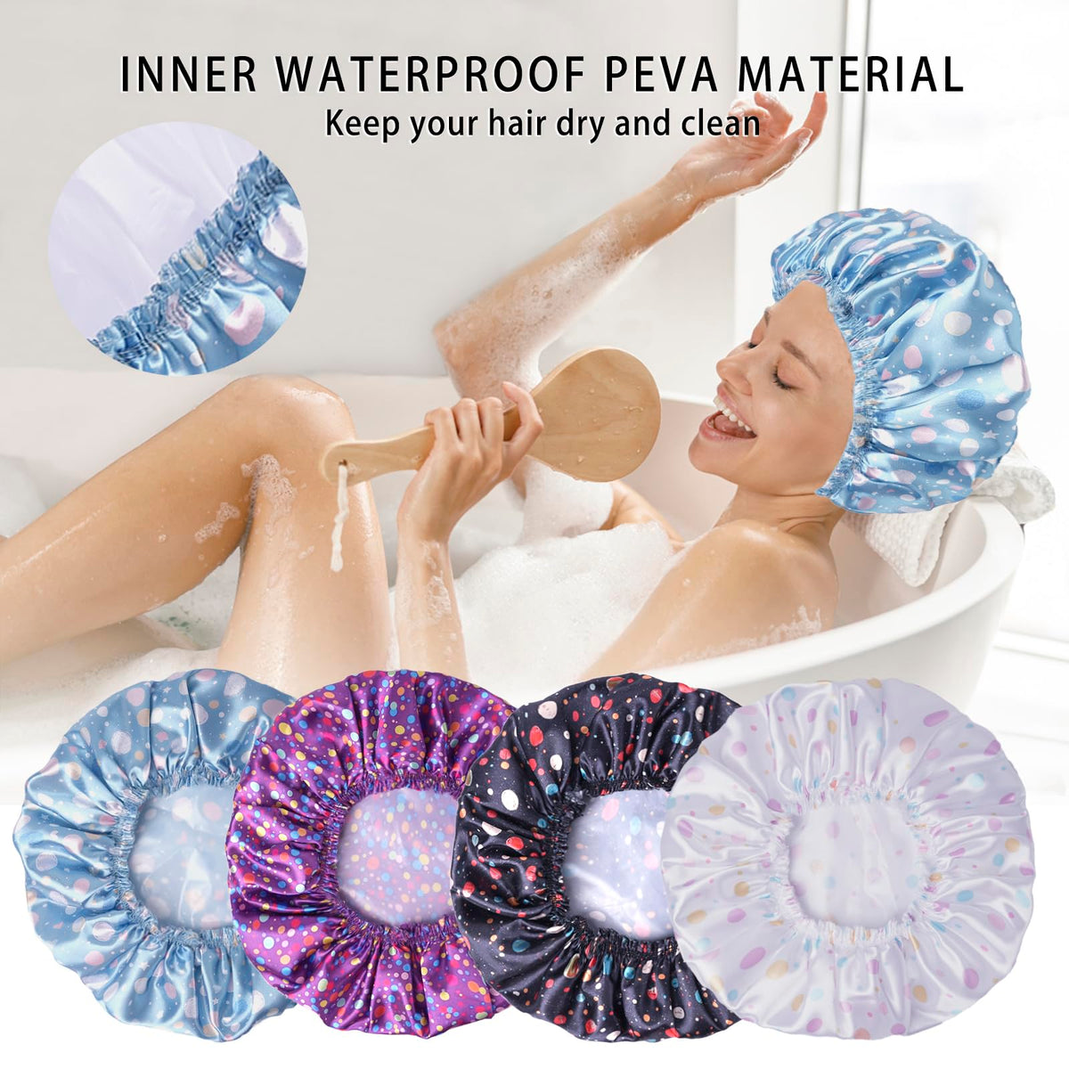 Bonnet de douche CHFONG violet modèle avant avec design classique