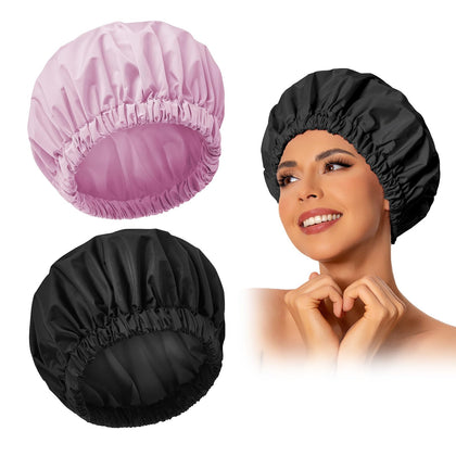 Bonnet de douche Edoneery bleu modèle vue de face