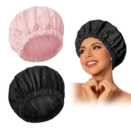 Bonnet de douche Edoneery en noir vue de face