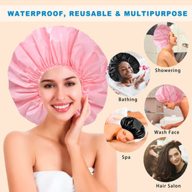 Bonnet de douche jumbo CHFONG couleur rose en gros plan