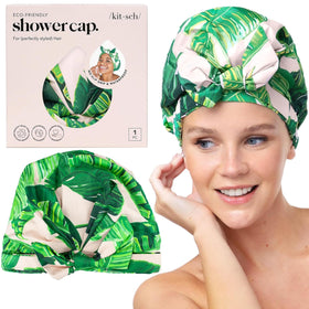 Bonnet de douche Kitsch chic modèle feuillage palmier vue de face