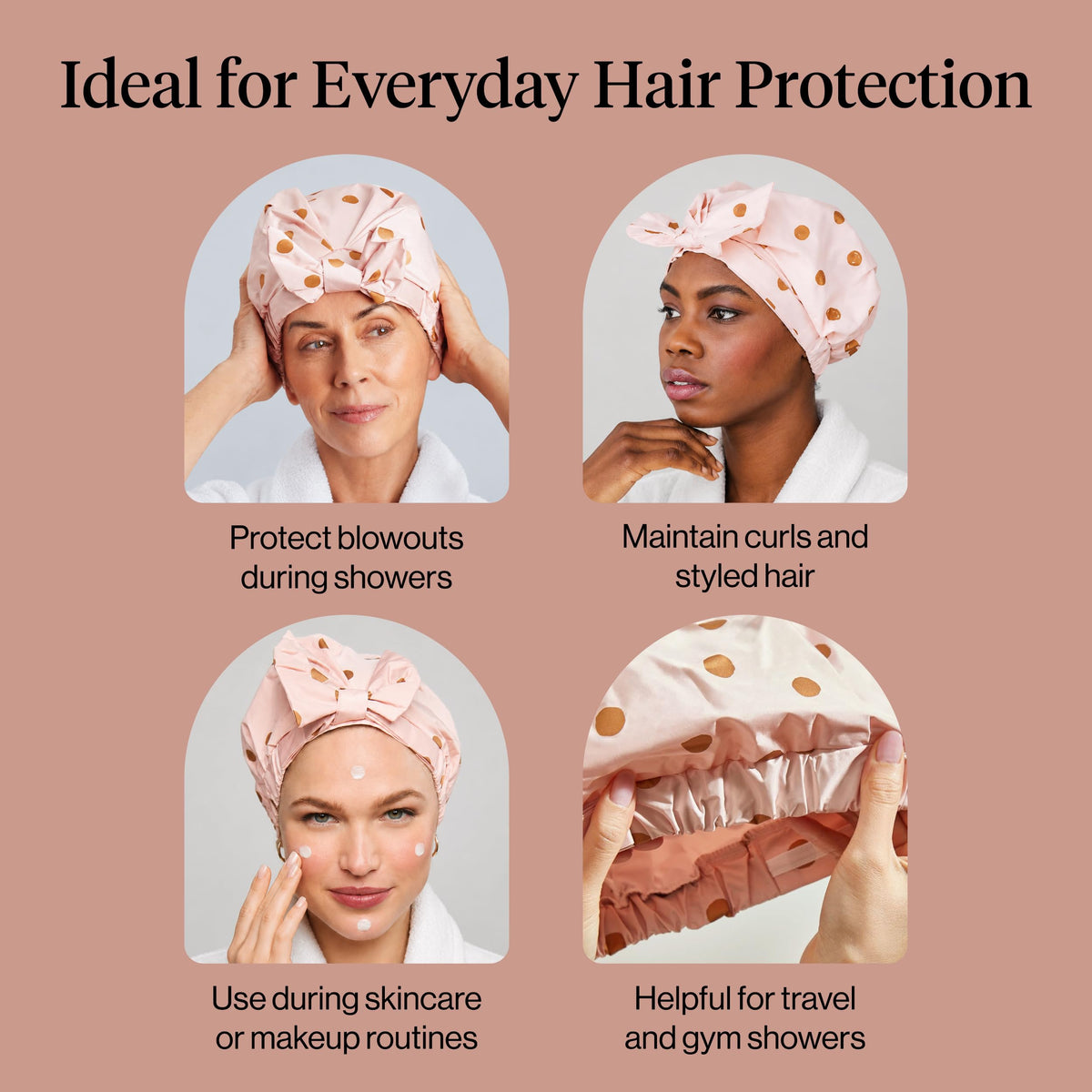 Bonnet de douche Kitsch Luxe adapté à tous les types de cheveux