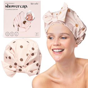 Bonnet de douche Kitsch Luxe modèle rose à pois vue avant