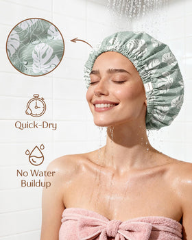 Bonnet de douche satinée YANIBEST couleur verte vue de côté