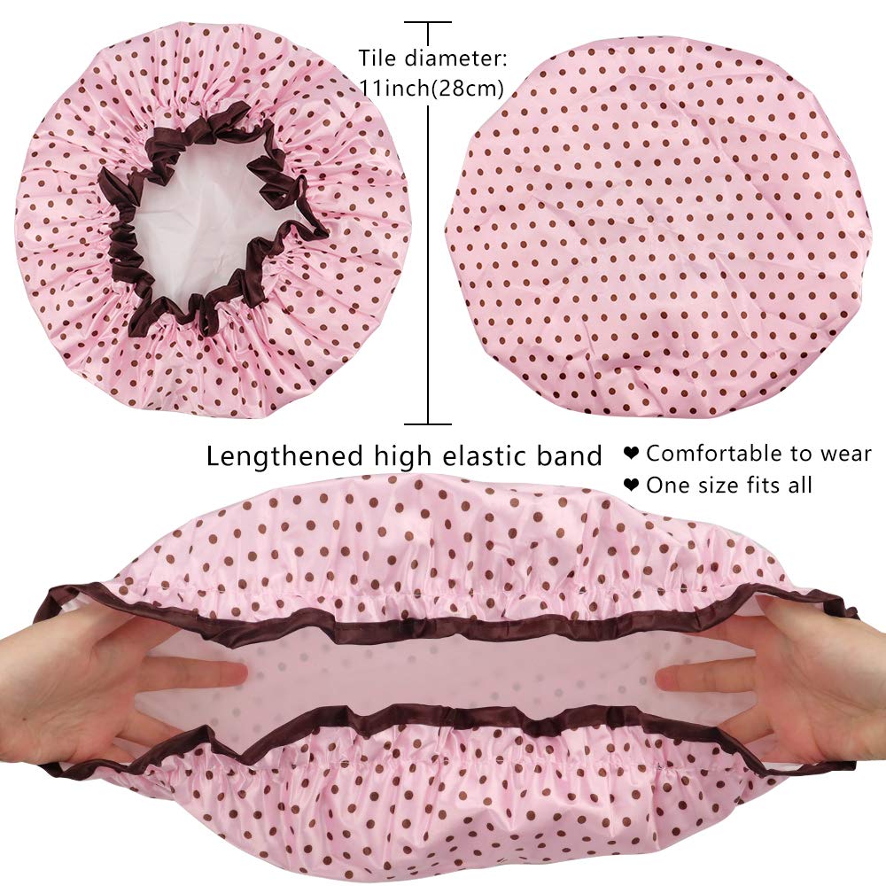 Bonnet de douche TCOTBE rose avec motif floral vue de côté