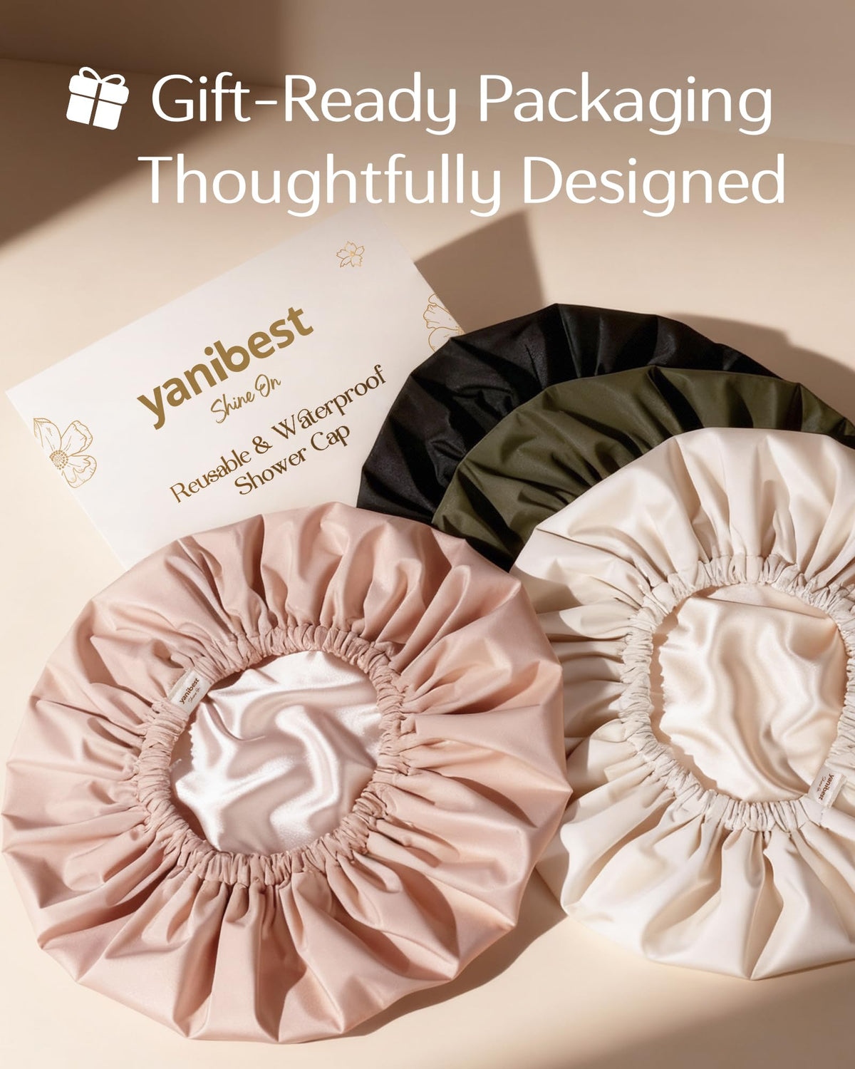 Bonnet de douche YANIBEST, adapté aux cheveux longs et bouclés