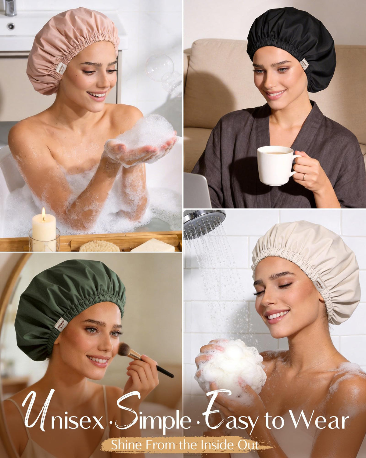 Bonnet de douche YANIBEST, élastique confortable