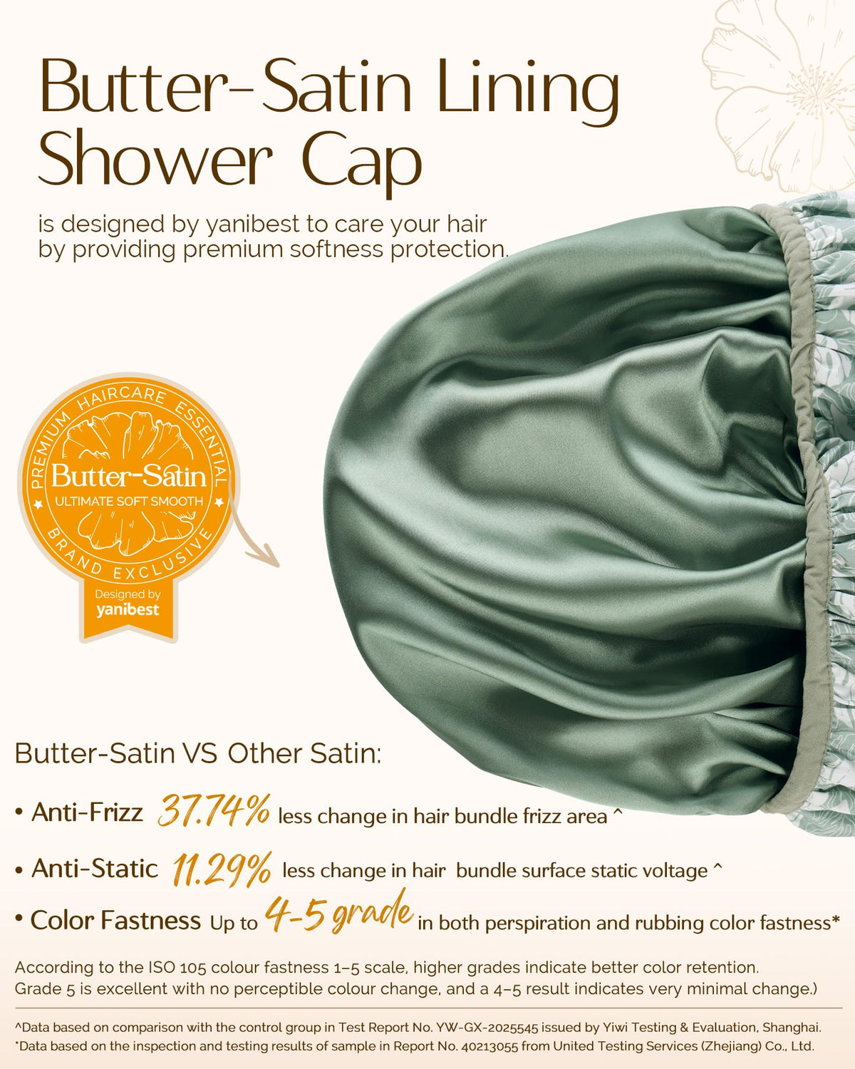 Bonnet de douche YANIBEST porté par une femme avec cheveux longs