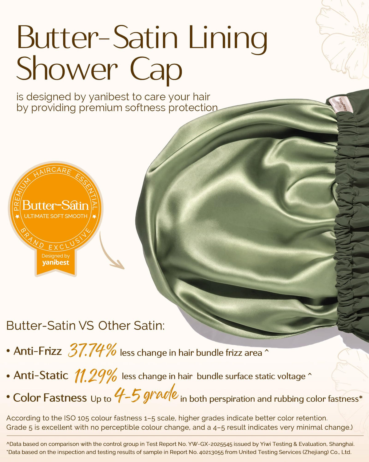 Bonnet de douche YANIBEST rose pêche, intérieur en satin