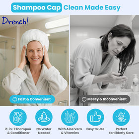 Bonnet de lavage Drench! Medical ouvert, vue intérieure montrant le produit