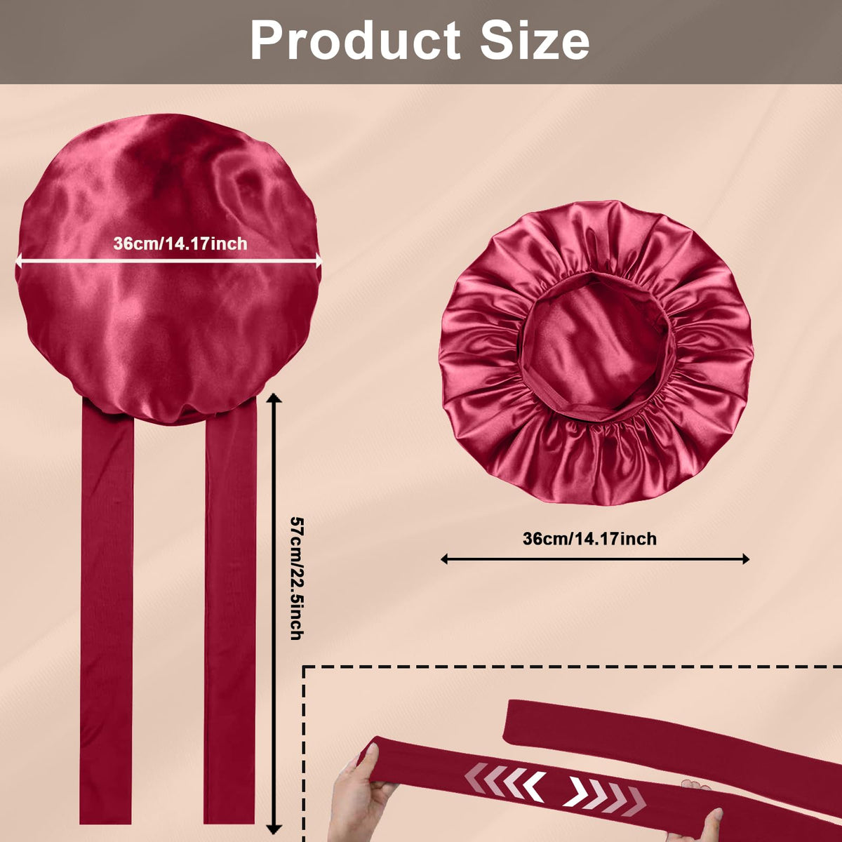 Bonnet de nuit en satin avec étiquette FIRSTPELLA