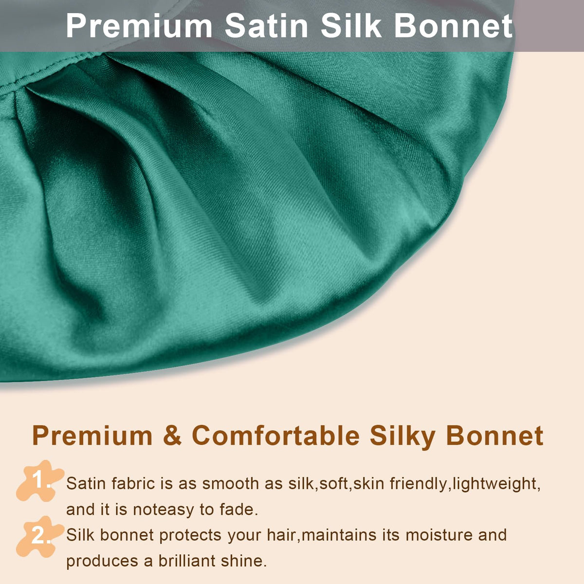 Bonnet de nuit en satin FIRSTPELLA, modèle vert porté