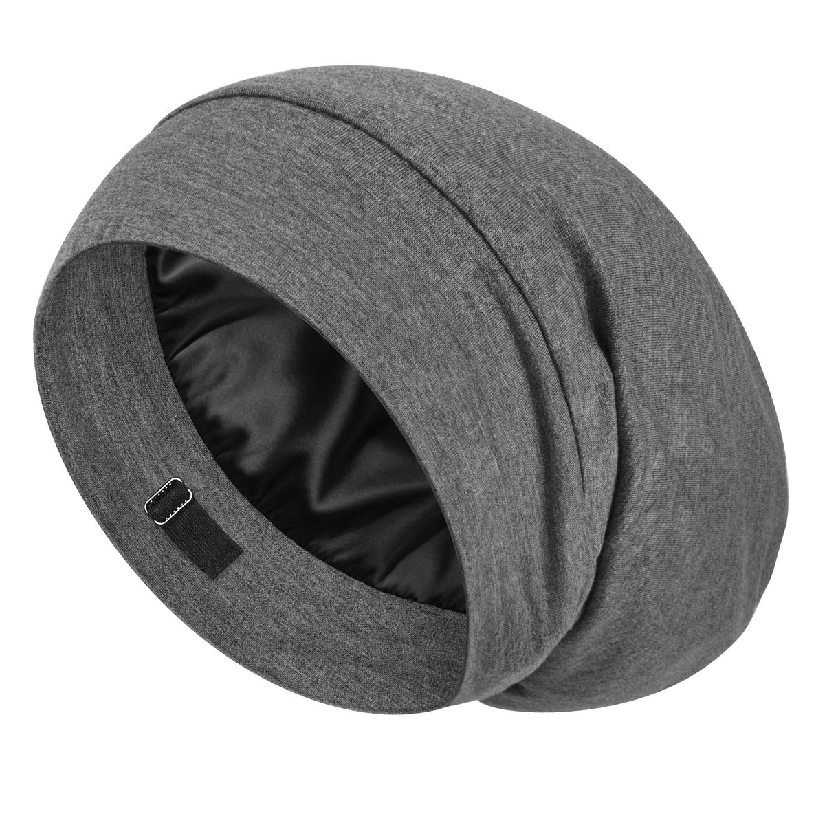 Bonnet de nuit en soie LULUSILK gris foncé, vue de face