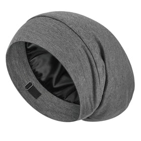 Bonnet de nuit en soie LULUSILK gris foncé, vue de face