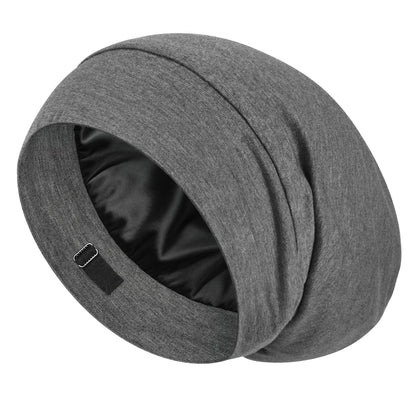 Bonnet de nuit en soie LULUSILK gris foncé, vue de face
