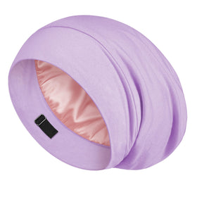 Bonnet de nuit en soie LULUSILK lavande vue de face