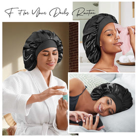 Bonnet de nuit en soie Umisleep avec cheveux bouclés en dessous