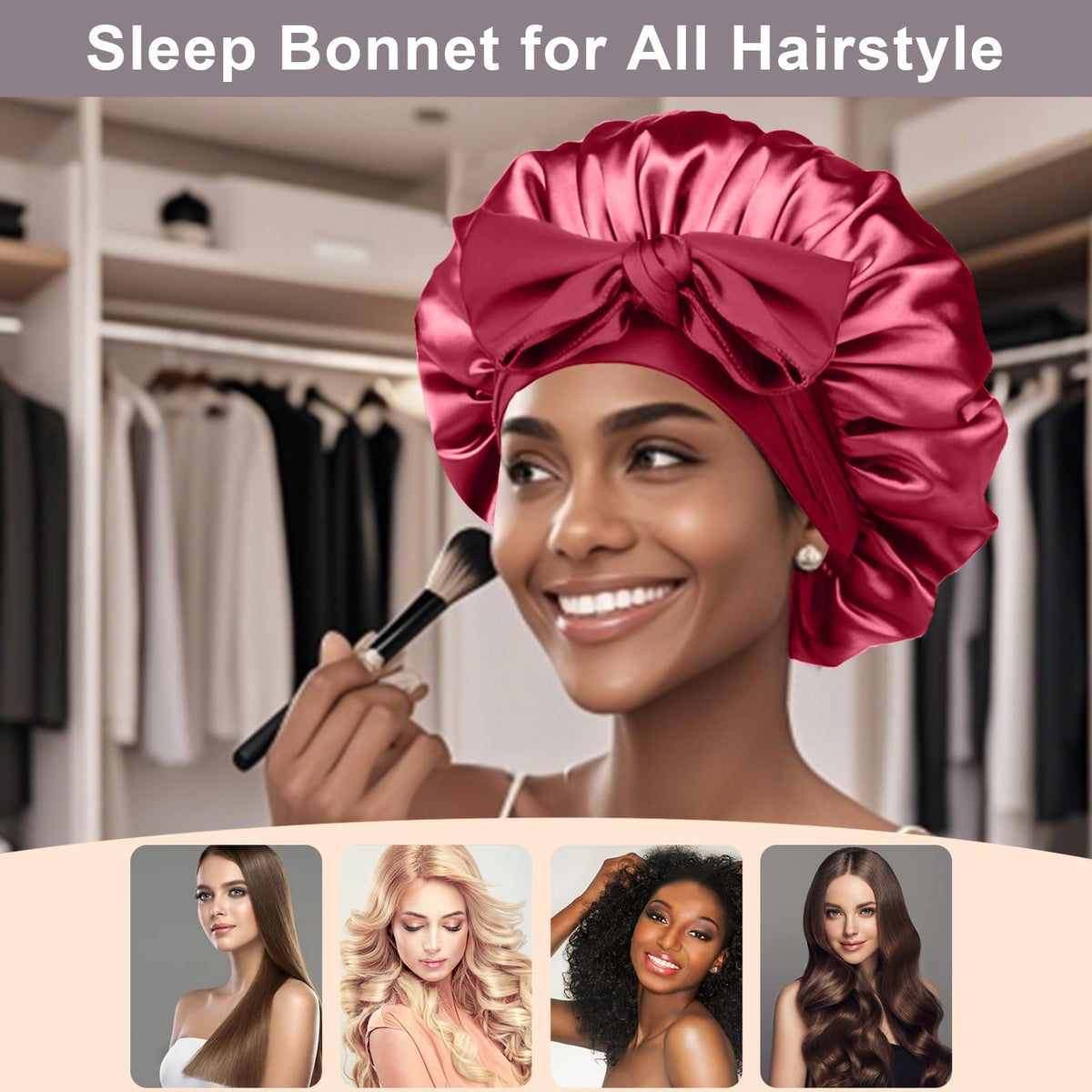 Bonnet de nuit FIRSTPELLA en satin de soie côté