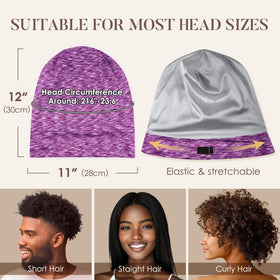Bonnet de nuit LULUSILK porté par une femme avec cheveux bouclés