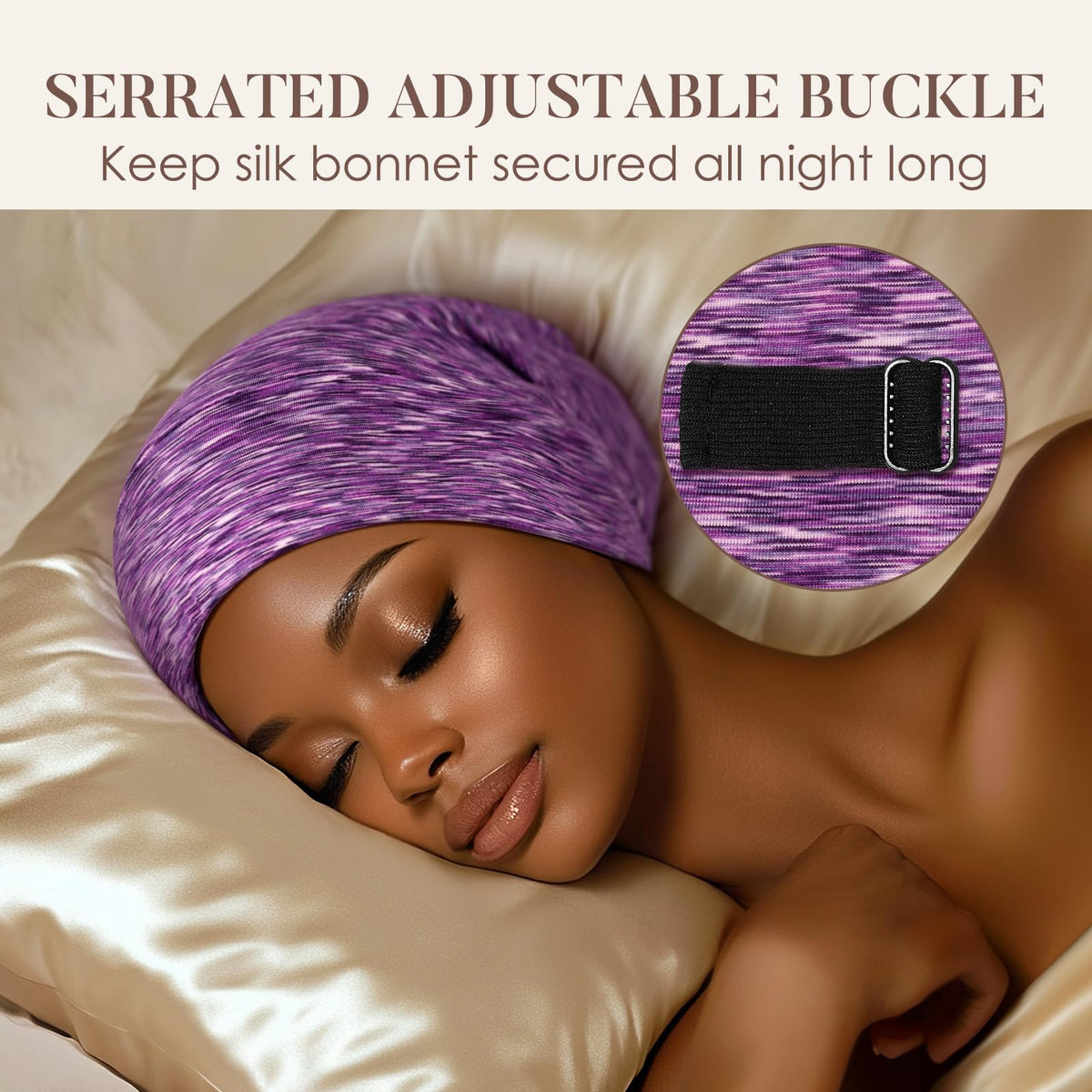 Bonnet de nuit LULUSILK posé sur une table avec sa boîte cadeau