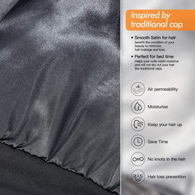 Bonnet de nuit satin noir avec doublure en satin visible