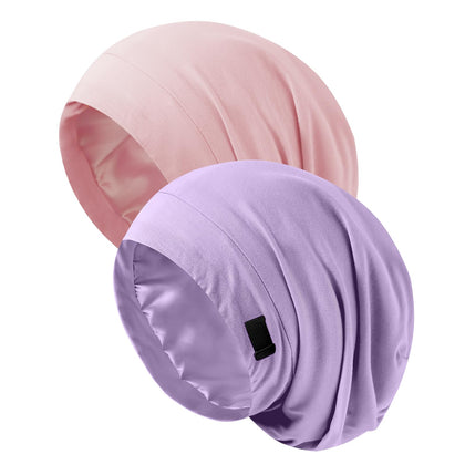 Bonnet de nuit satiné violet ZHENSILK vue avant
